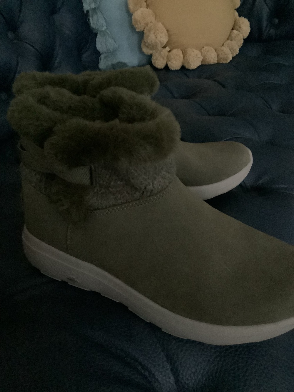 Skechers Fur Ankle Boot Brown Fall Winter Size 7 Slip On - Picture 6 of 8